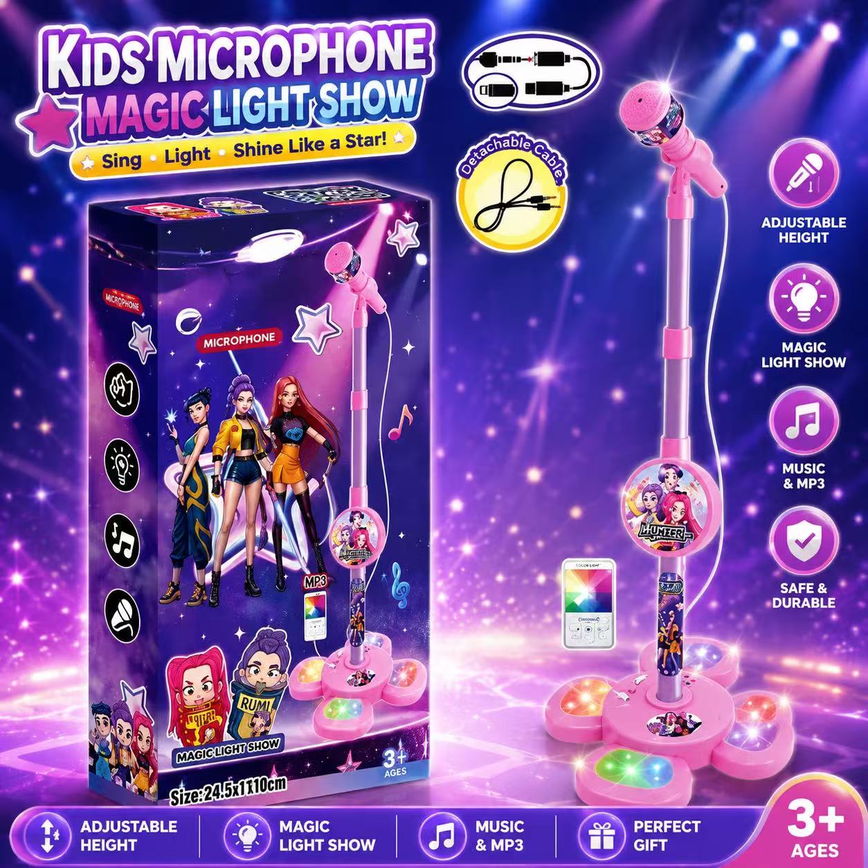 Audio Music Edit - Micrófono de Karaoke con Soporte, Máquina