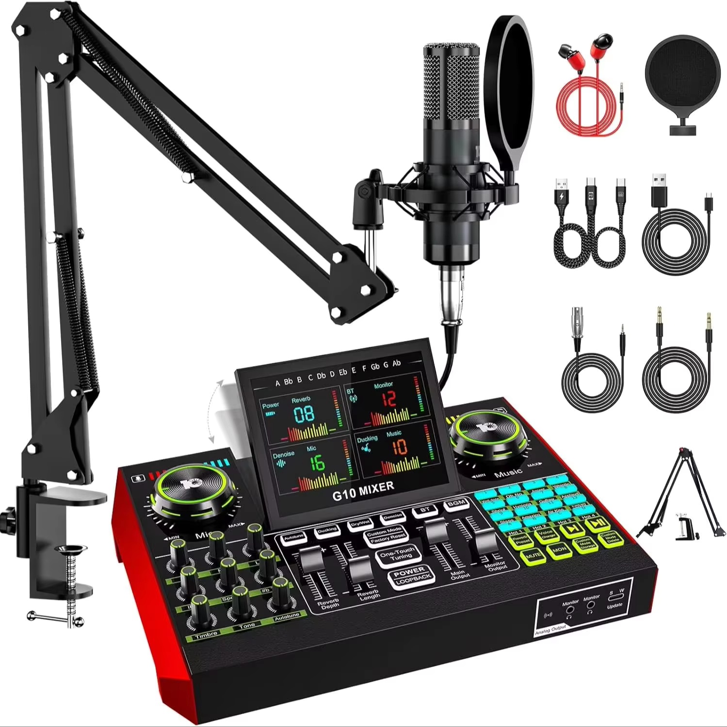 Interfaz de Audio Tenlamp G10  - Audio Music Mixer reseña y precio
